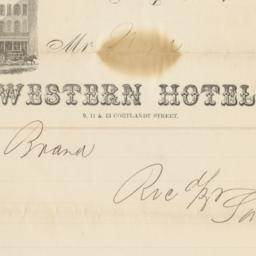 Western Hotel. Bill or receipt