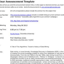 Announcements, 2013-05-06. ...