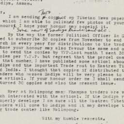 Letter to Political Officer...