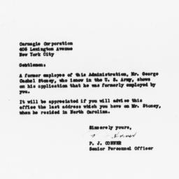 Letter from P.J. Conner of ...