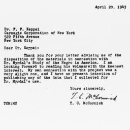 Letter from T.C. McCormick ...