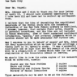 Letter from Guy B. Johnson ...