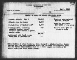 Tentative budget for final expenses of Carnegie-Myrdal Study, May 1, 1943