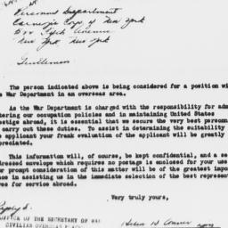 Letter from War Department ...