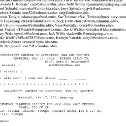 Announcements, 2001-05-17. ...