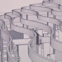 Perspective drawing, terraces.