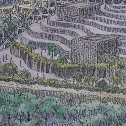 Perspective drawing, terraces.