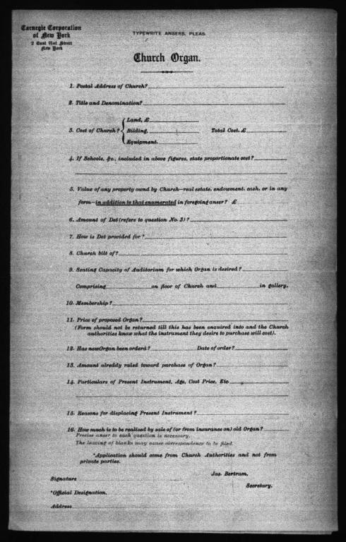 Carnegie Church Organs, [Blank]