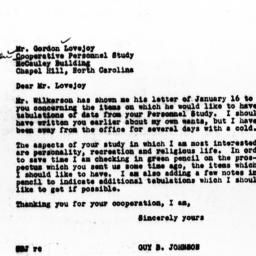 Letter from Guy B. Johnson ...