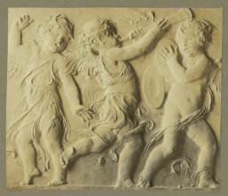[Relief of cherubs playing instruments]