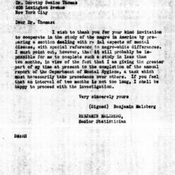 Letter from Benjamin Malzbe...