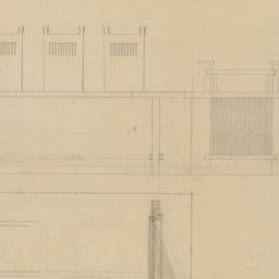 Table, chairs plan, elevation