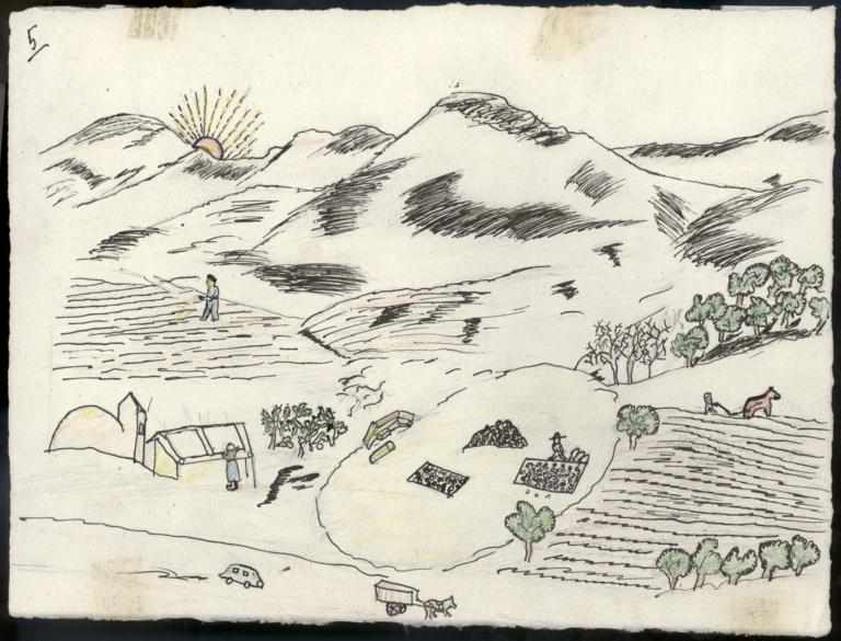 Drawing Of A Bucolic Landscape