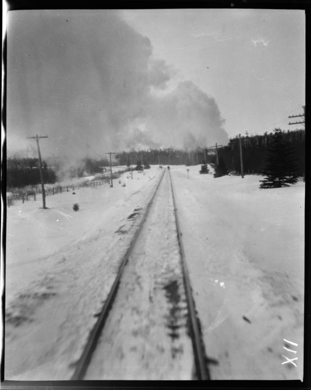 View of Train Tracks from the Train on Duluth Iron Range Railroad, Minnesota