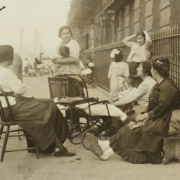 Women and Children on Sidewalk