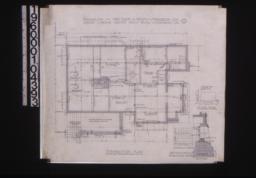 Foundation plan; detail of chimney footing; details of foundation vents -- elevation of corner\, section : 1.