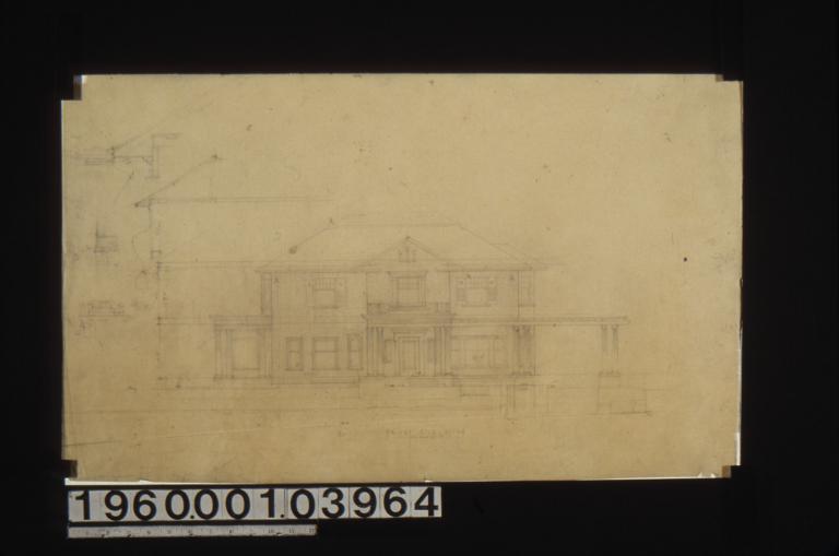 Front elevation with details in sections
