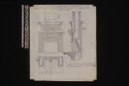 1 inch scale detail of fireplace in dining room -- front elevation\, section\, plan : Sheet no. 4.