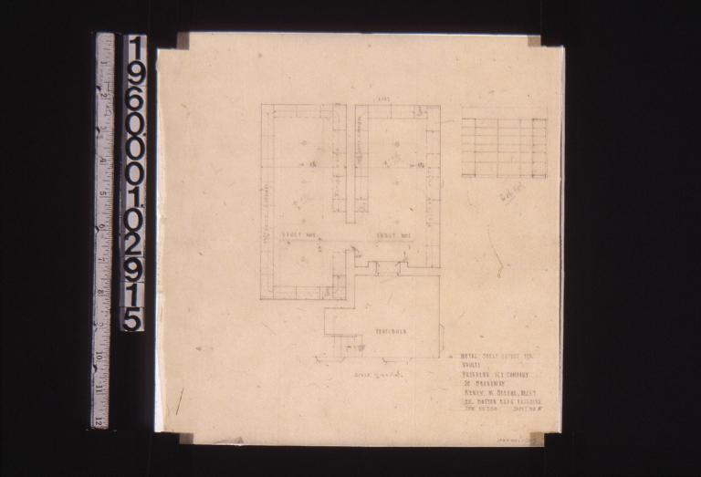 Metal shelf layout for vaults -- plan\,elevation : Sheet no. 5.