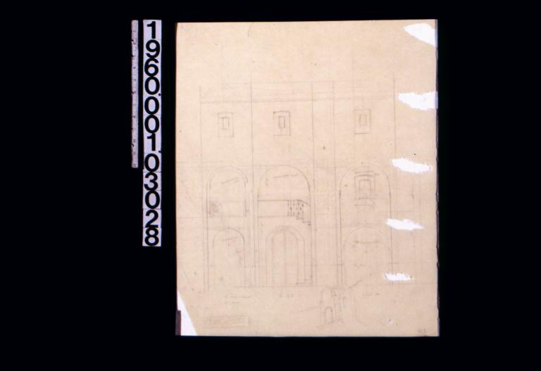 Detail drawings and perspective sketch of arches