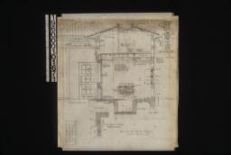 Details of brick garage -- part elevation; sections through south wall and east wall; details of sandbox and pit; plan of southwest corner showing footings; section through vents in north wall : Sheet no. 3.