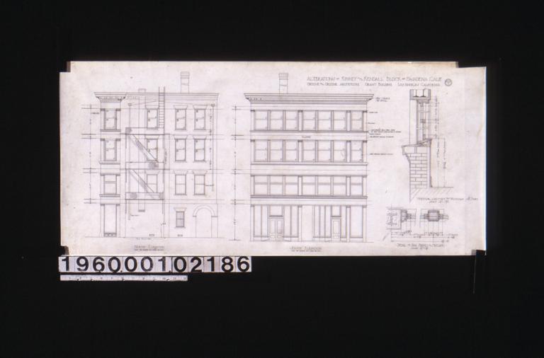 North elevation; south elevations; vertical section thro' windows in 4th story; detail of box frames and mullions : No. 7.