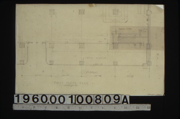 Partial first floor plan showing proposed change in staircase.