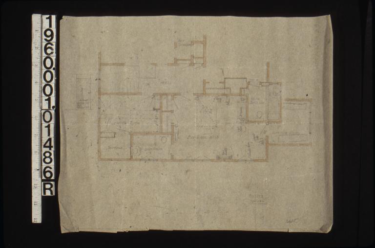 Sketch of second floor plan\, elevation of doorway