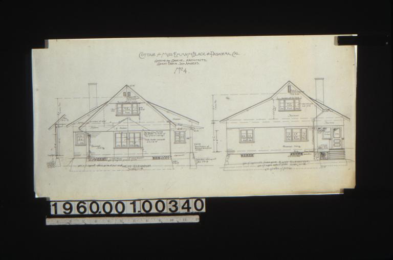 West elevation with section through wall\, east elevation : No. 4.