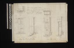 Inch scale garage details -- inch scale of steps and batten foor in south east corner in plan\, outside elevation\, and section; inch scale detail of case in plan\, front elevation\, and section : Sheet no.3\,