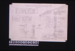 1/4 inch scale interior details -- side elev. of chimney\, west elev. of living and dining rms\, section and elevation of west side of den\, north elev. of living rm.; 1 1/2" section of gable vents\, 1 1/2' detail of double hung window frames\, section thro' verge\, elevation of vent\, 1 1/2" scale typical wall section with interior and exterior elevations of window : Sheet no. 7.