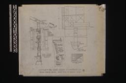 Detail of double hung windows -- section through wall\, inside elevation\, outside elevation; details of living room mantel; full size stair details; stair details (side view) : No. 5.