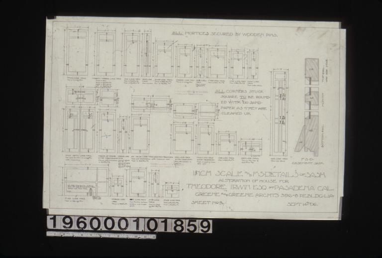Inch scale and F.S. details of sash : Sheet no. 9\,