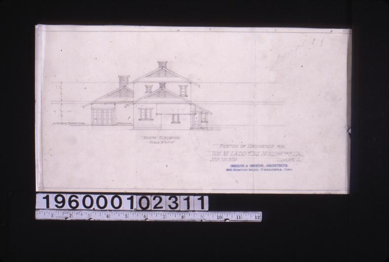 Sketch of residence -- north elevation. (2)