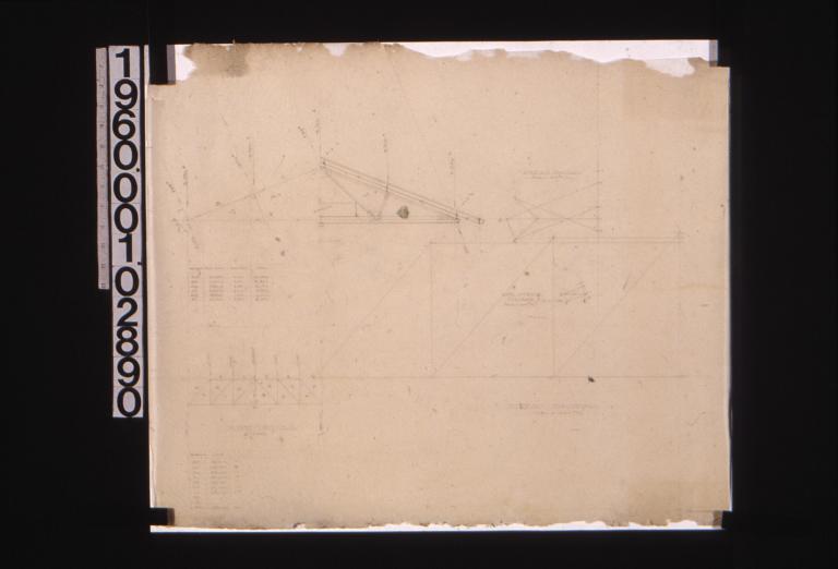 Stress diagramss for roof trusses\, half elevation of roof truss.