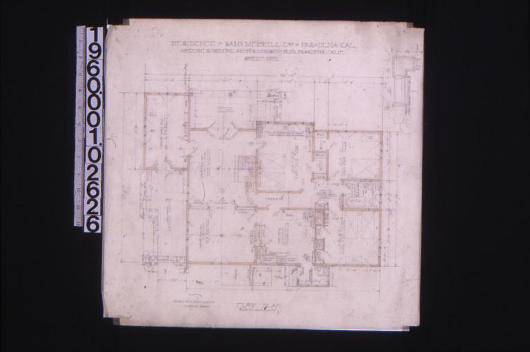 Main floor plan; 1 1/2" detail of corner of bay : Sheet no. 2.