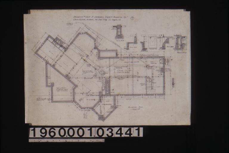 Foundation plan with details in sections and elevation\, section through parlor chimney : No. 1.