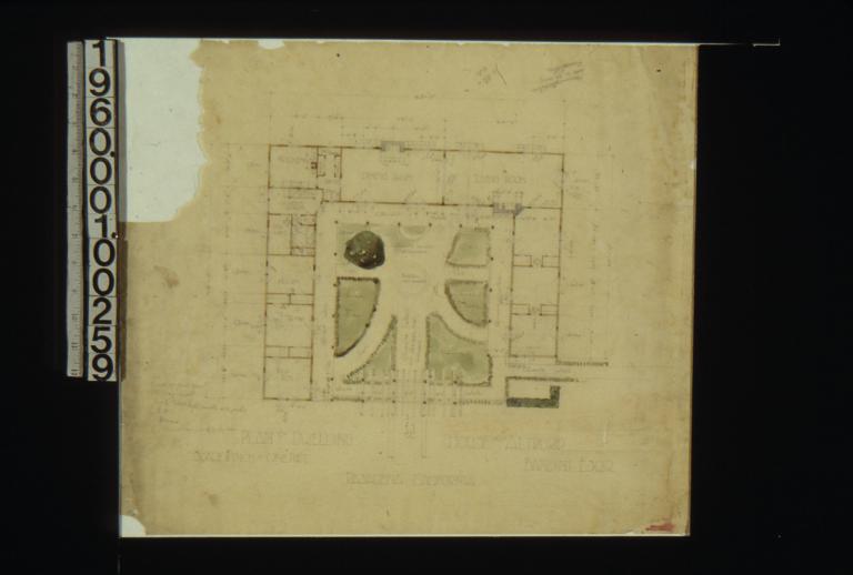 Plan of dwelling at ground floor level\, showing court.
