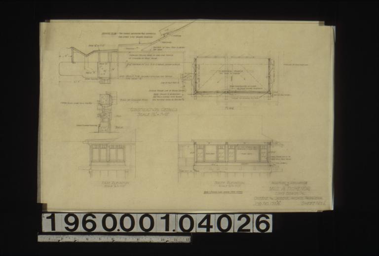 Addition to residence -- plan\, east elevation\, south elevation; construction details in sections : Sheet no. 1.