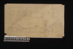 Garage & keeper's cottage -- plan\, east elevation\, north elevation\, wall section\, section through inside partitions\, section and elevation of eaves : Sheet no.10.