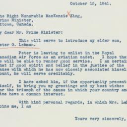 Letter: 1941 October 15