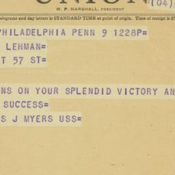 Telegram: 1950 November 9