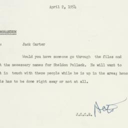 Memorandum: 1954 April 2