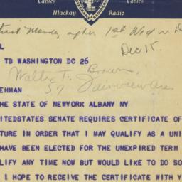 Telegram: 1938 November 27
