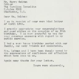Letter: 1958 April 15