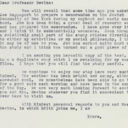 Letter: 1960 February 22