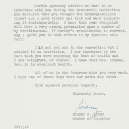 Letter: 1960 July 22