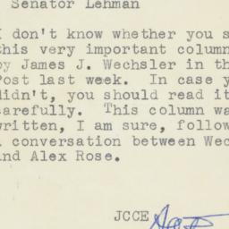 Letter: 1961 October 1