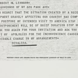Telegram: 1939 April 29