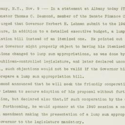 Press Release: 1939 November 9